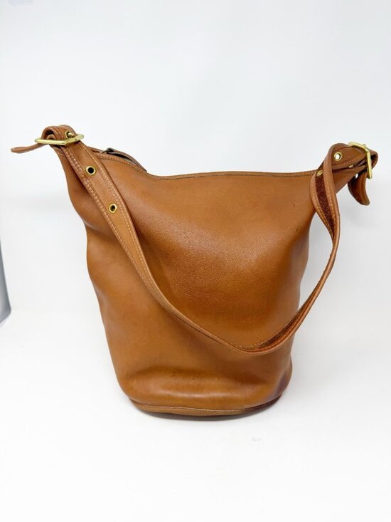 Coach Womens Vintage Bucket Shoulder Bag Brass Hardware Leather Tan Large - Picture 1 of 10
